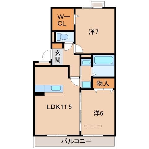 紀伊中ノ島駅 徒歩23分 3階の物件間取画像