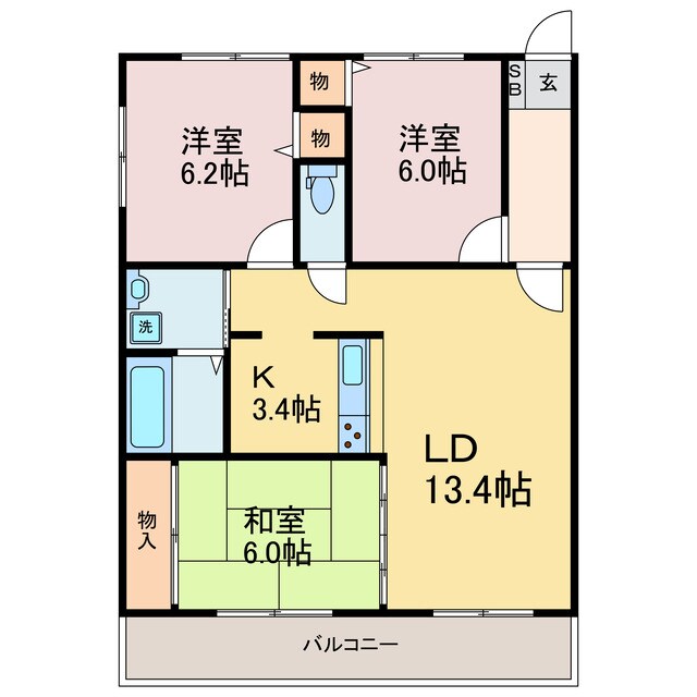 サンヴァリエ岩崎の物件間取画像