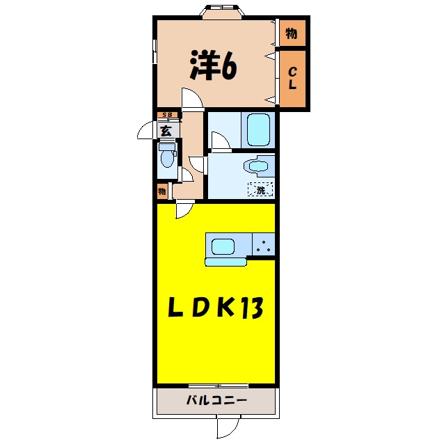 プラムハイツB（高崎市筑縄町）の物件間取画像