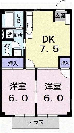 リバージュハイツの物件間取画像