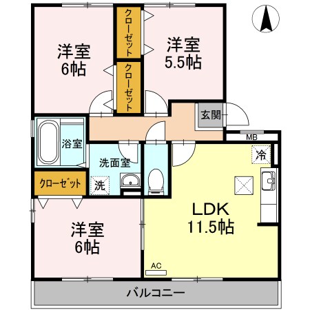 ディアコート札場 A棟の物件間取画像