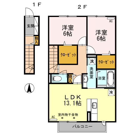 福井ガーデンハイツ B棟の物件間取画像