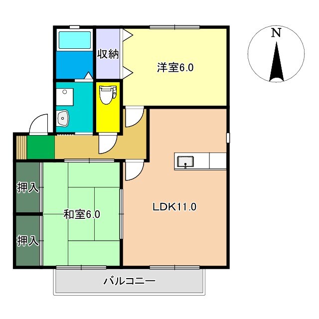 フローラ四月田 A棟の物件間取画像