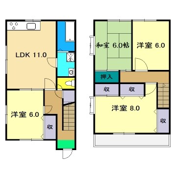 鹿児駅 徒歩13分 1-2階の物件間取画像
