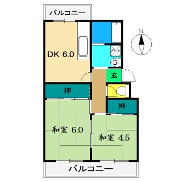 市川マンション Ⅰ(北新田)の物件間取画像