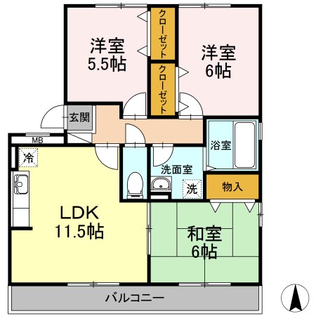 ディアコート札場 A棟の物件間取画像
