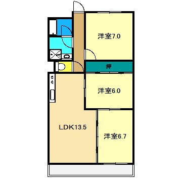 鏡川コーポA棟(A513)の物件間取画像