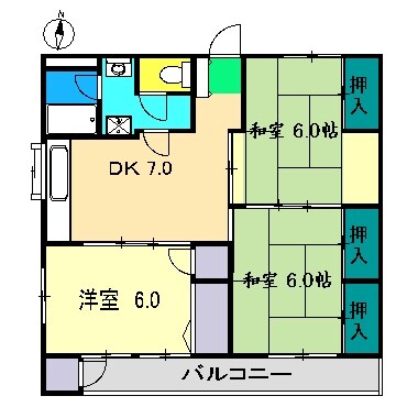 浜田マンションの物件間取画像