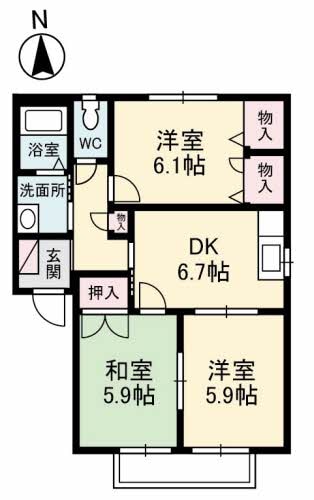 ヴェルディハイツ B棟の物件間取画像