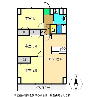 サンコートかみの物件間取画像
