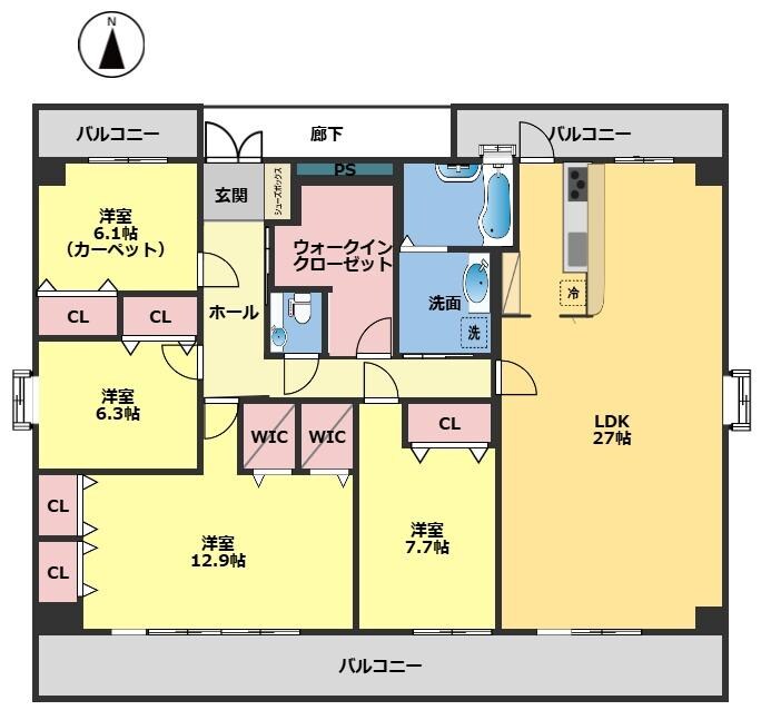 サンコートかみの物件間取画像