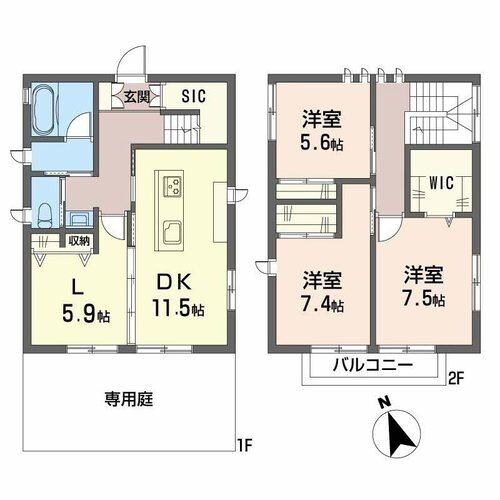 姫路市阿保戸建貸家の物件間取画像