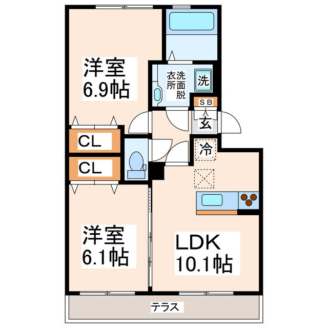 D-roomⅠの物件間取画像