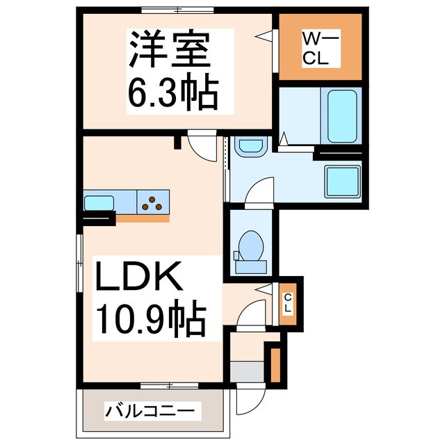 府内古閑 徒歩3分 1階の物件間取画像