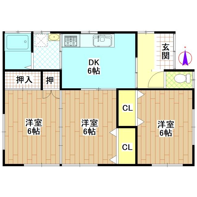 福田樺山貸家の物件間取画像