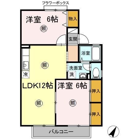 クレール皆春　B棟の物件間取画像