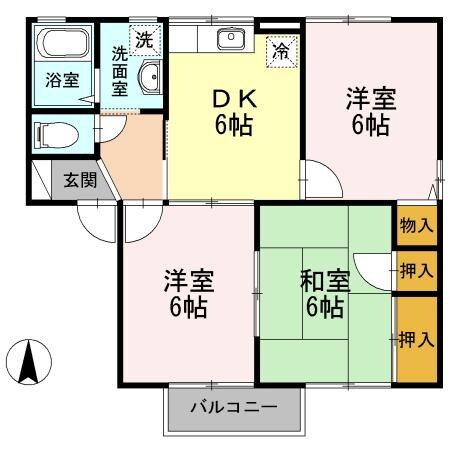 コンフォート山下B棟の物件間取画像