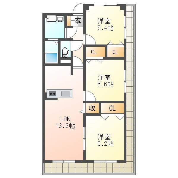 パークハイツ万代の物件間取画像