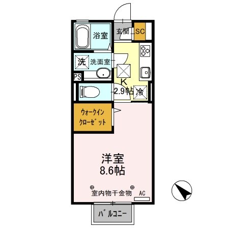 Ｄ-ｒｏｏｍ思川ヴィオレ Ｄの物件間取画像