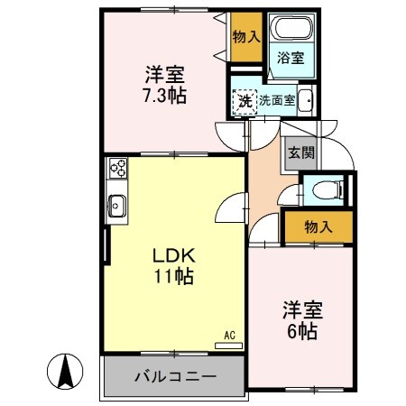 スカイプラザ宇梶 Ａの物件間取画像