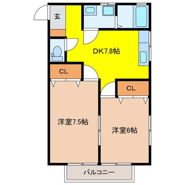 コーポ玉田の物件間取画像