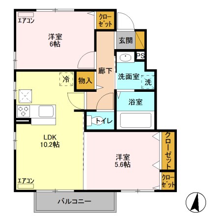 フォーゲルテラス リラ Ⅵの物件間取画像