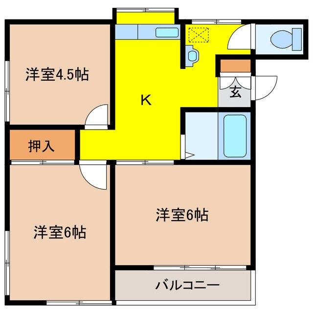 フォーブル若草　A・Bの物件間取画像