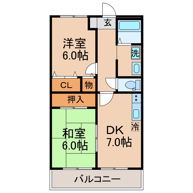 仏生山マンションの物件間取画像