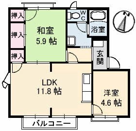 屋島フレグランス B棟の物件間取画像