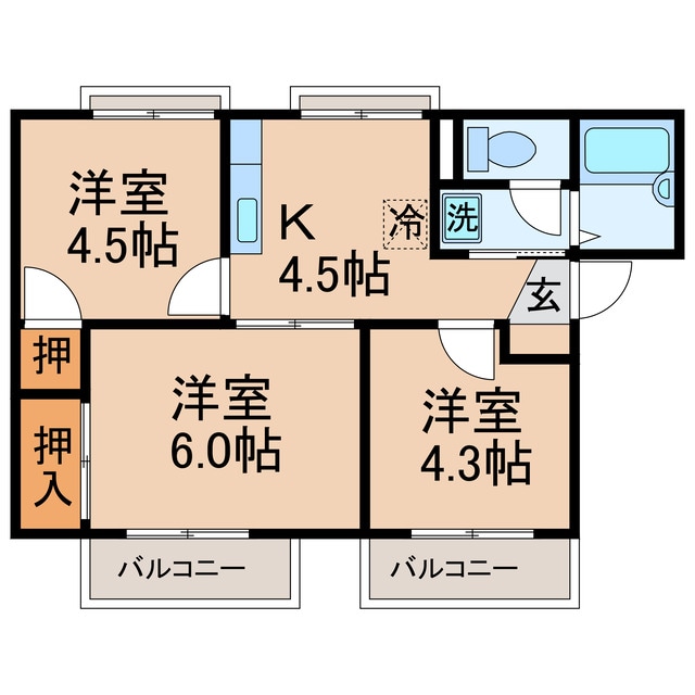 アメニティハイツ勅使の物件間取画像