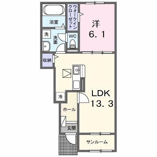 アルーン富岡Bの物件間取画像