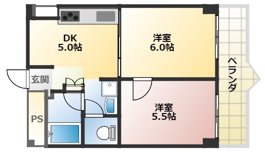 恵美須町駅 徒歩5分 6階の物件間取画像
