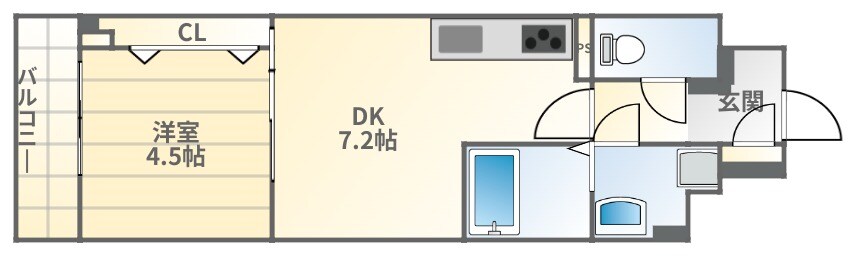 大国町駅 徒歩6分 2階の物件間取画像