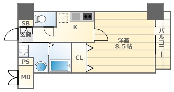 大国町駅 徒歩6分 10階の物件間取画像