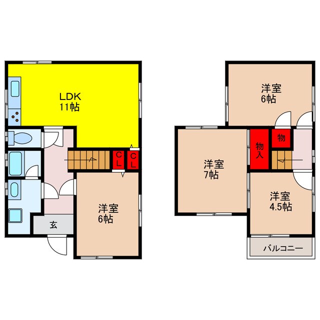 三輪４丁目貸戸建住宅の物件間取画像