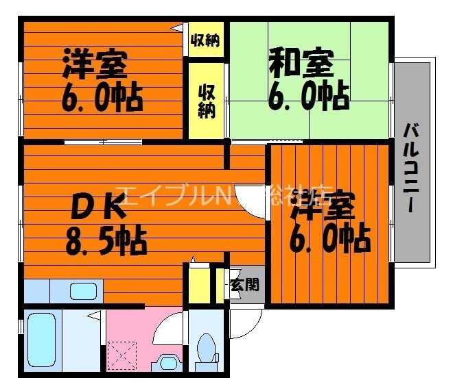 サンビレッジブライト　Ｂ棟の物件間取画像