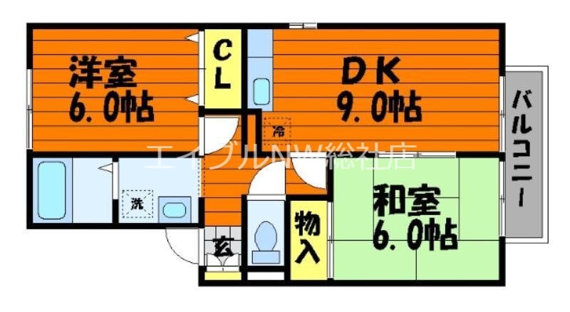 セジュール中村B棟の物件間取画像