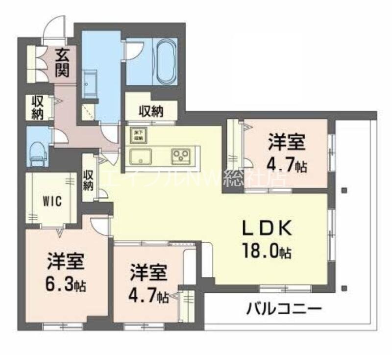 HAKUA（ＢＥＬＳ認証・ＺＥＨ）の物件間取画像