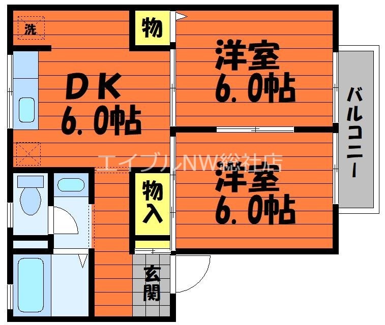 セジュール野山　Ｂ棟の物件間取画像