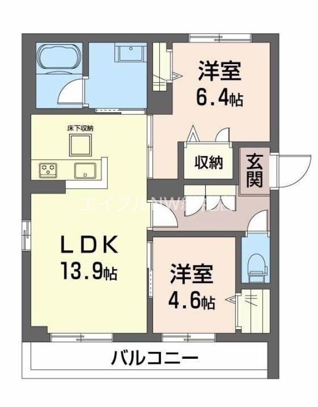 グリナージュ片島A棟の物件間取画像