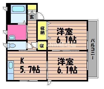 ウインドミル　B棟の物件間取画像
