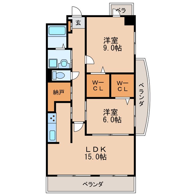 車道駅 徒歩9分 3階の物件間取画像