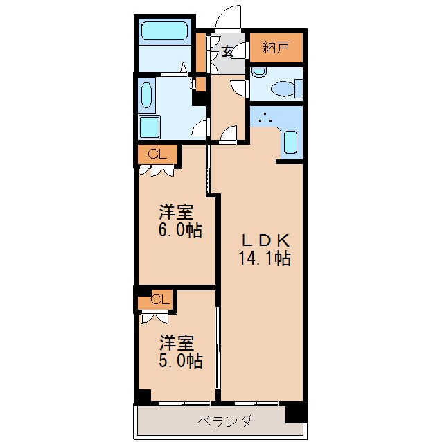 プラウドタワー名古屋伏見の物件間取画像