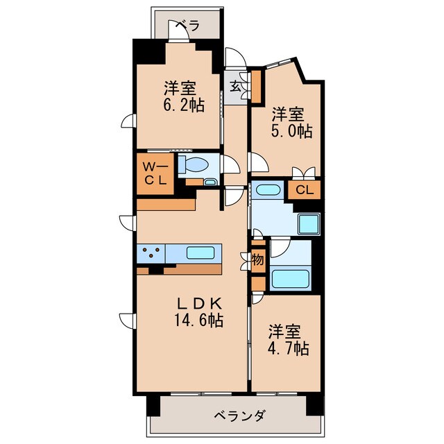 プラウド高岳カームコートの物件間取画像