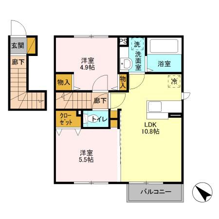 八幡宿駅 徒歩6分 2階の物件間取画像