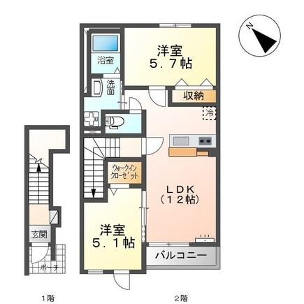 五井駅 バス7分  国分寺入口停下車：停歩4分 2階の物件間取画像