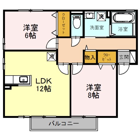 リビングタウン水口　D棟の物件間取画像