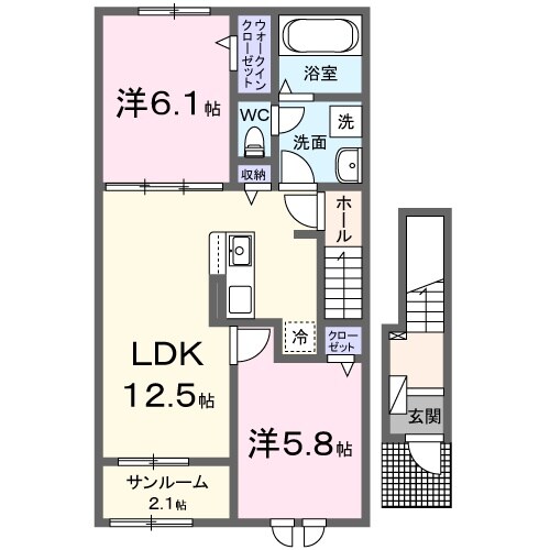 安曇川町西万木アパートの物件間取画像