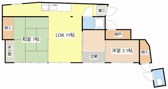 甲良町貸家の物件間取画像