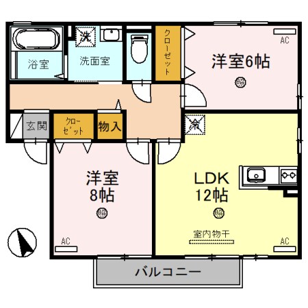 リビングタウン水口　Ｂ棟の物件間取画像